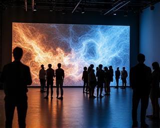 Experimental art installation with synchronized motion and audio elements